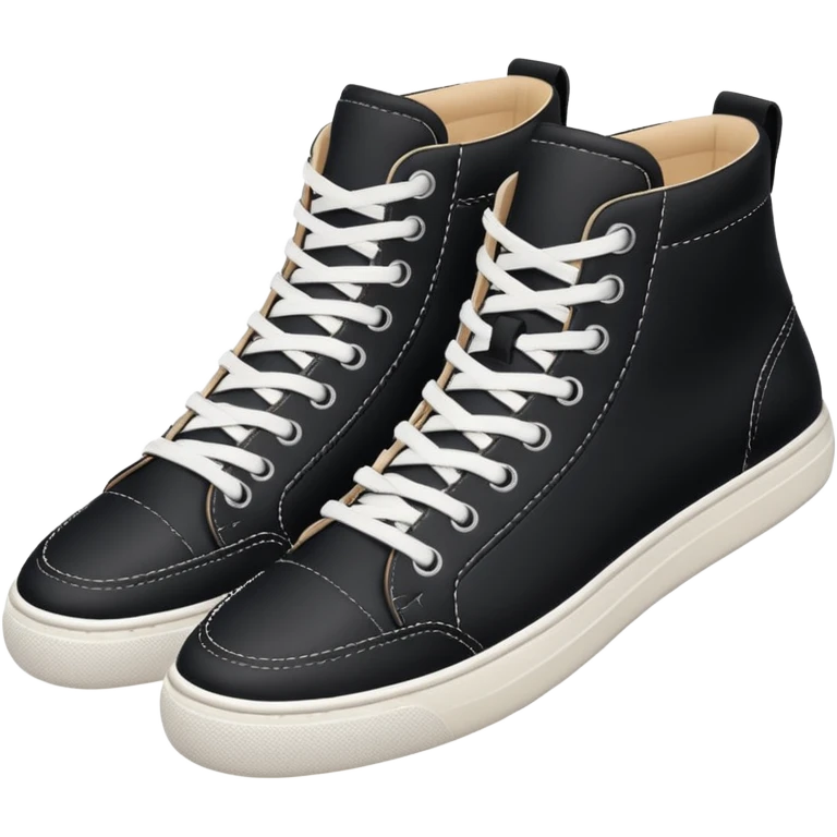 an ios genmoji for pair of black mid top sneakers emoji