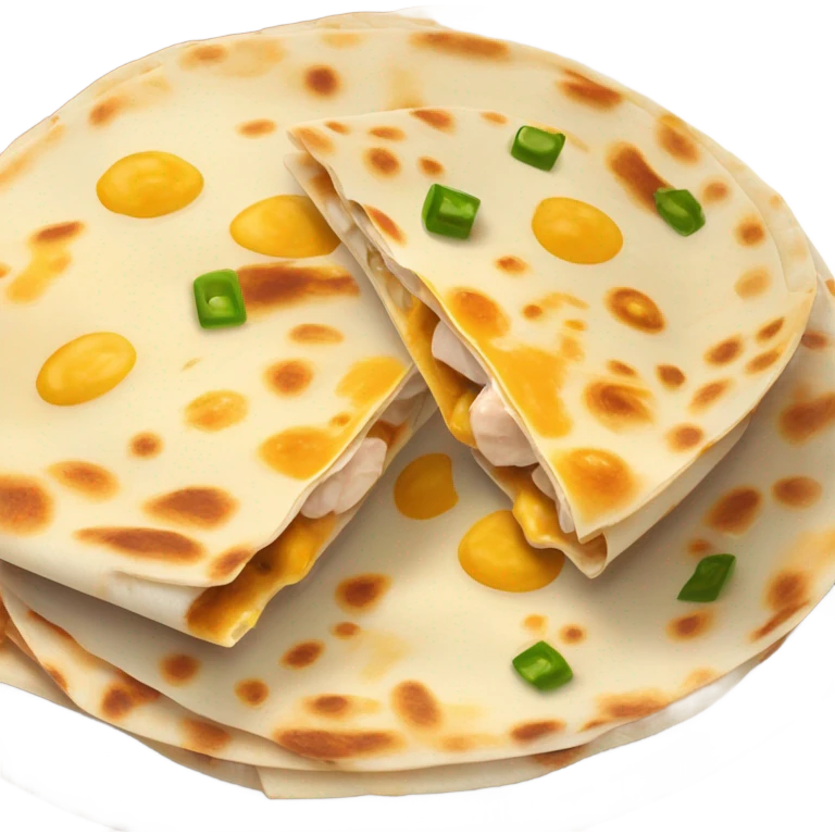 Chicken quesadilla with melted cheese and queso on side  emoji