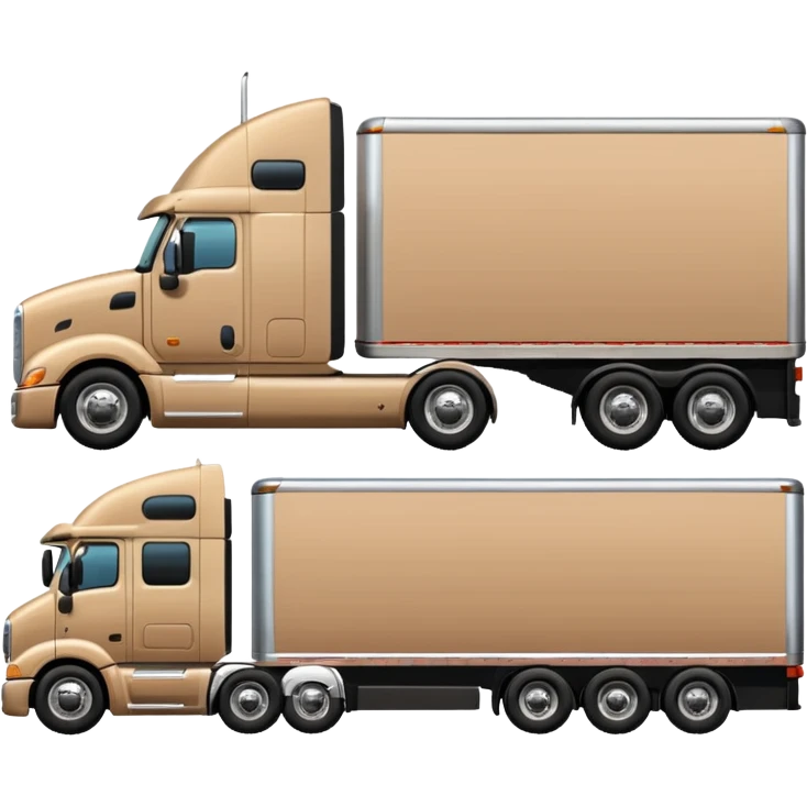 tan semi truck and trailer, side view, minimal details emoji