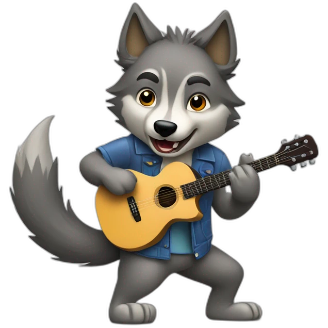 wolf playing guitar emoji