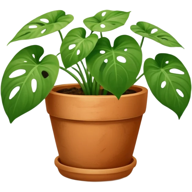 Swiss cheese pothos in a terracotta pot emoji