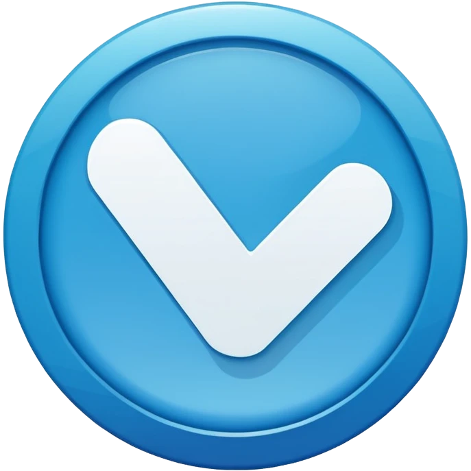 Create a high quality 2D emoji-style verification badge similar to Facebook/Meta style.
Flat design, clean smooth edges, bold and crisp colors, no gradients or minimal gradient only for polish.
A blue circular badge with a white check mark inside. Simple, vector-like, high resolution.
 emoji