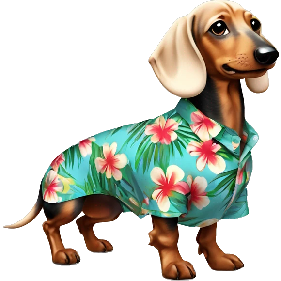 dachshund ￼wearing Hawaiian shirt￼ emoji