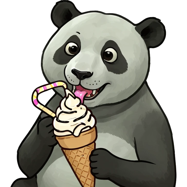 Panda eating ice cream emoji