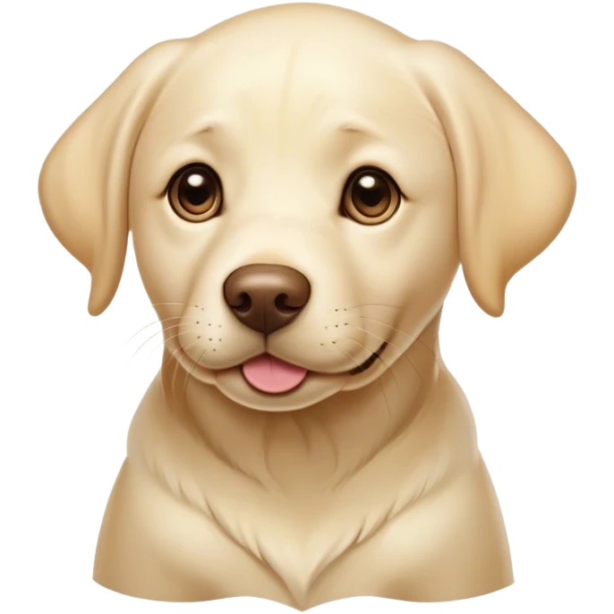 Cinematic Cute Cream Labrador Portrait Emoji, Head tilted playfully and inquisitively, featuring a silky cream Fur with a gentle sheen, round, sparkling warm eyes filled with curiosity, Simplified yet irresistibly adorable features, highly detailed, glowing with a warm, friendly glow, high shine, affectionate and spirited, stylized with a touch of whimsy, bright and endearing, soft glowing outline, capturing the essence of a mischievous yet loving companion, so playful it feels like it could dash out of the screen and into your arms! emoji