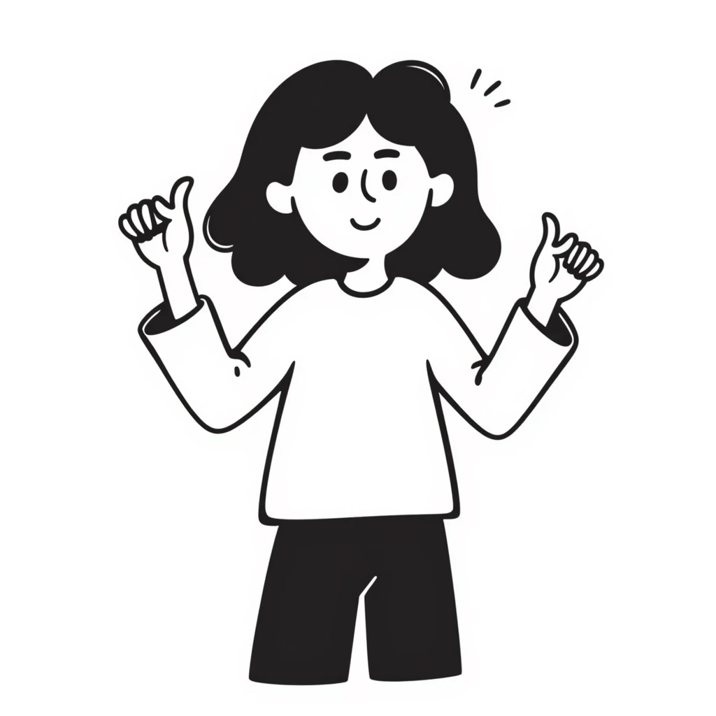 Girl with one hand thumbs up and one hand thumbs down emoji