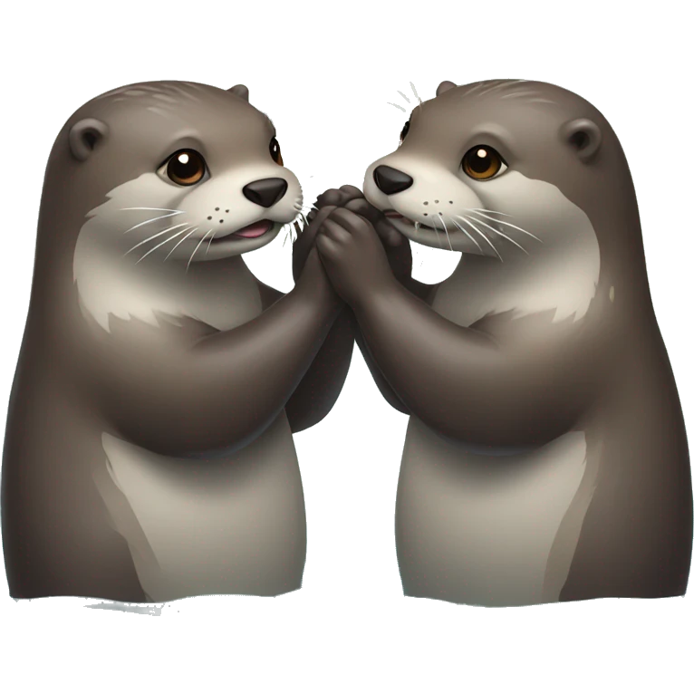 Two otters holding their hand in the water emoji