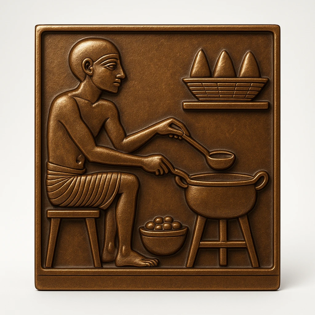 ancient Egyptian cooking scene in hieroglyphic style emoji