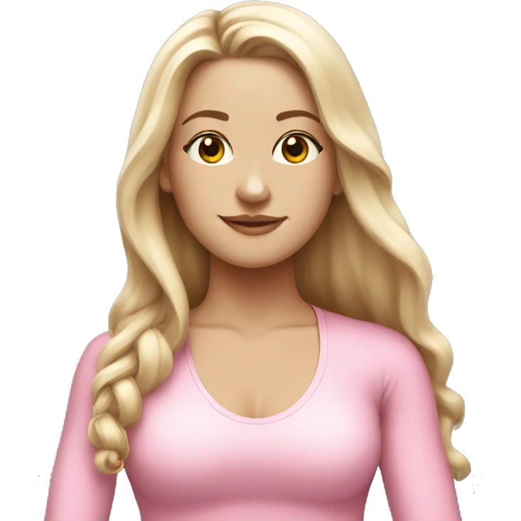 yoga white girl pink suit long hair emoji