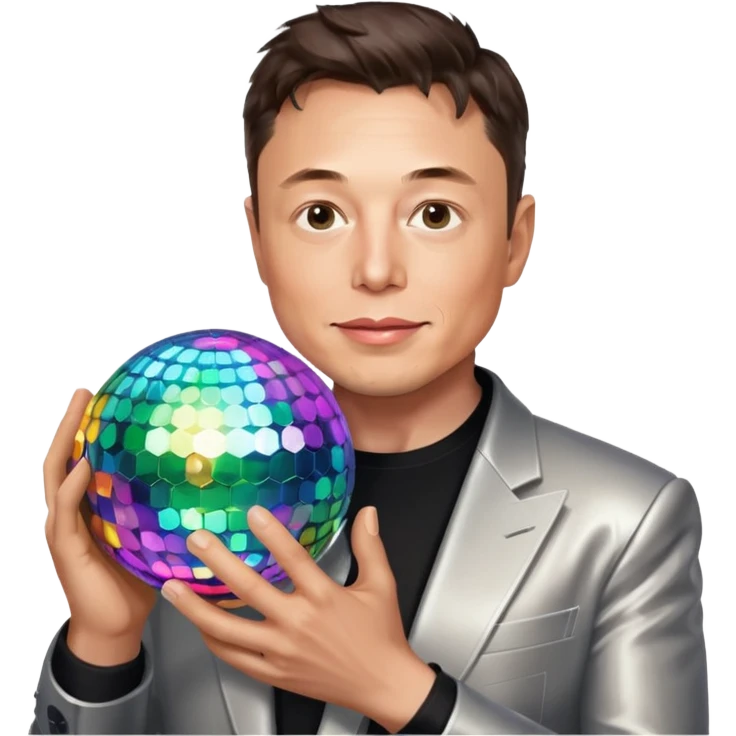Elon musk with disco ball in hands emoji