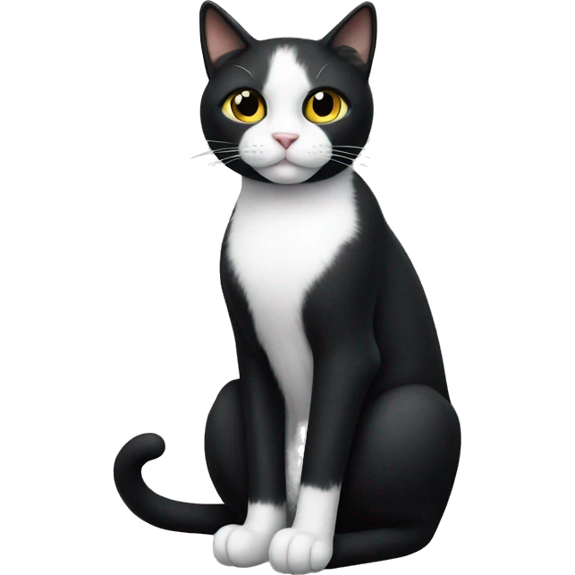 a black cat with a white chest and white socks sits emoji