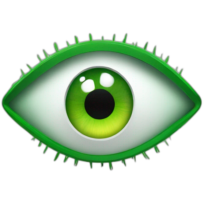 big green eye with autonomous lawnmower reflected emoji