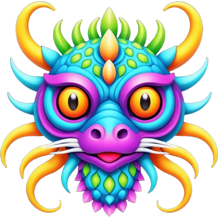 An exotic neon colorful unique bizarre eccentric Fakémon-creature emoji