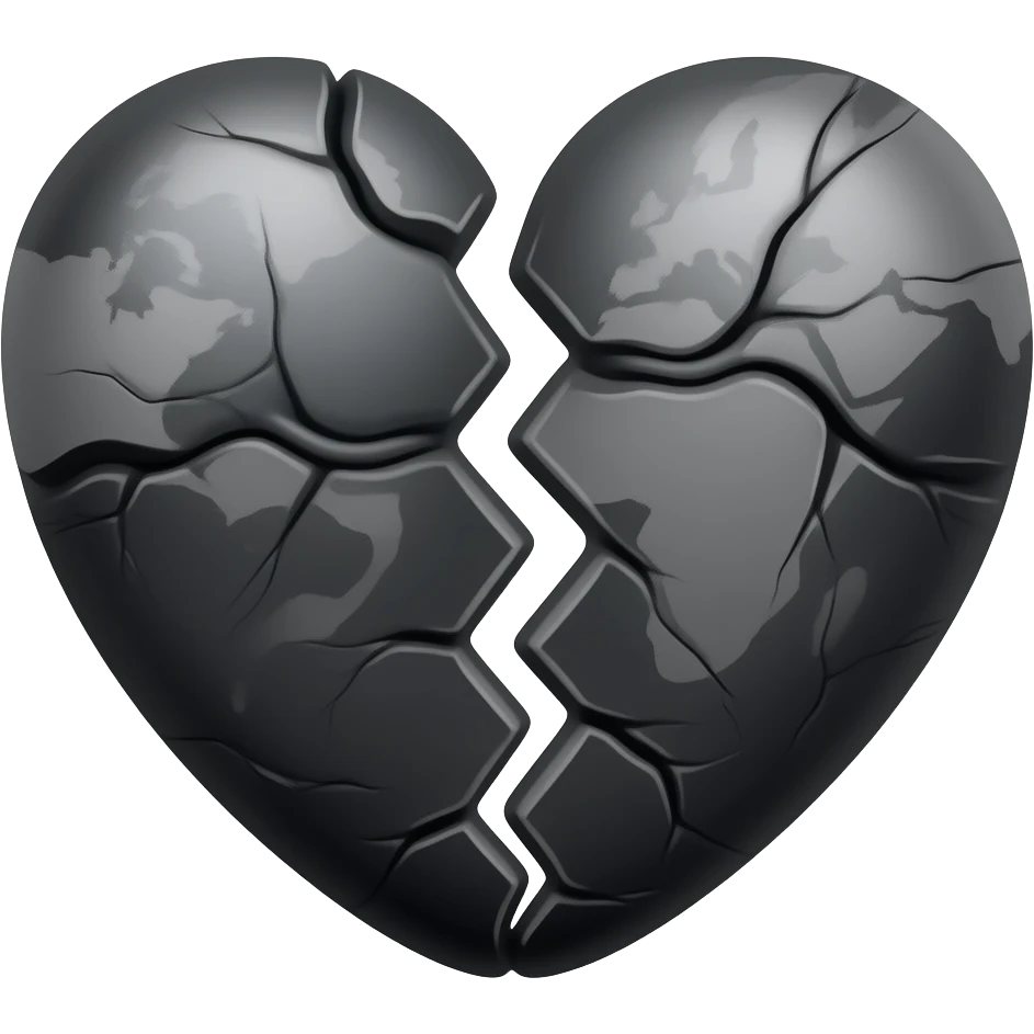 Siyah kırılmış anatomik kalp emoji