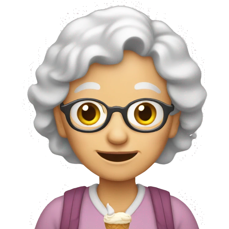 Old lady carrying ice cream emoji