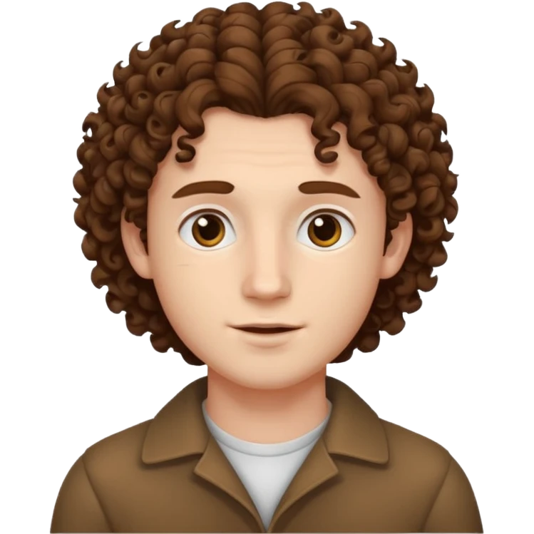a young man, white skin, curly hair emoji