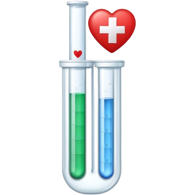 A single symbol representing sexual health clinic with test tubes and subtle heart icon, medical symbol with red cross emoji