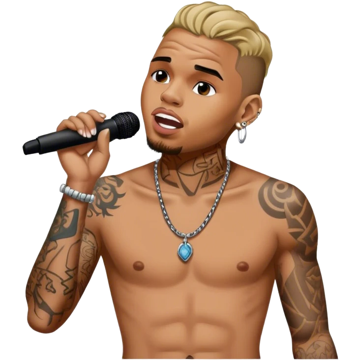 Hyper Realistic Chris Brown on stage singing with tattoos  emoji