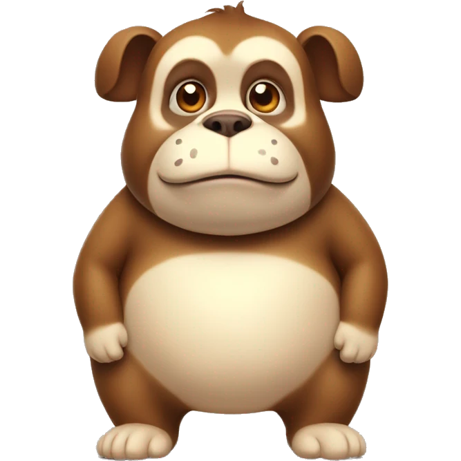 chubby monkey dog with a belly emoji