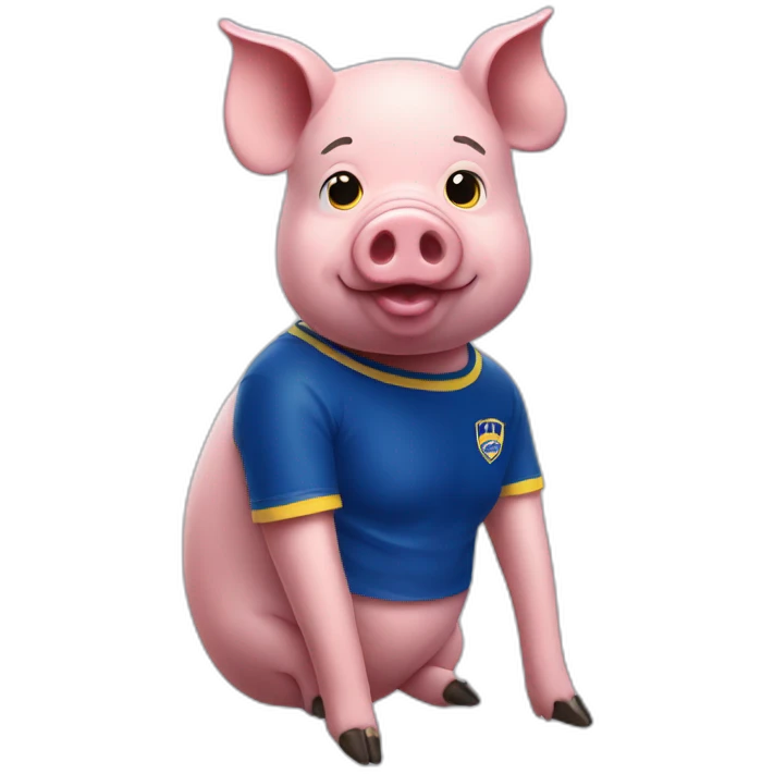 pig with a boca juniors tshirt emoji