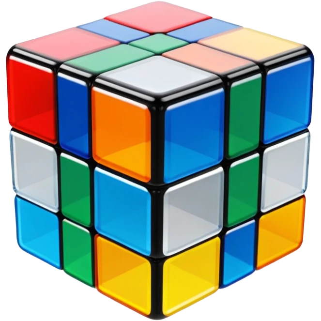 Transparent glass Rubix cube emoji