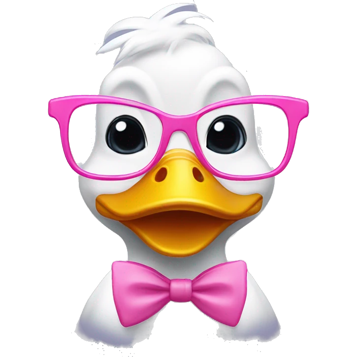 A cute duck with pink glasses and a bow tie emoji