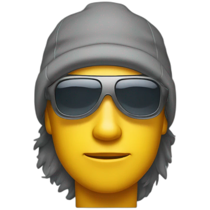 a tired trail runner wearing sunglasses a cap and winter shoes emoji
