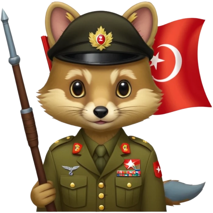  PineMarten in military uniform Türkiye  emoji