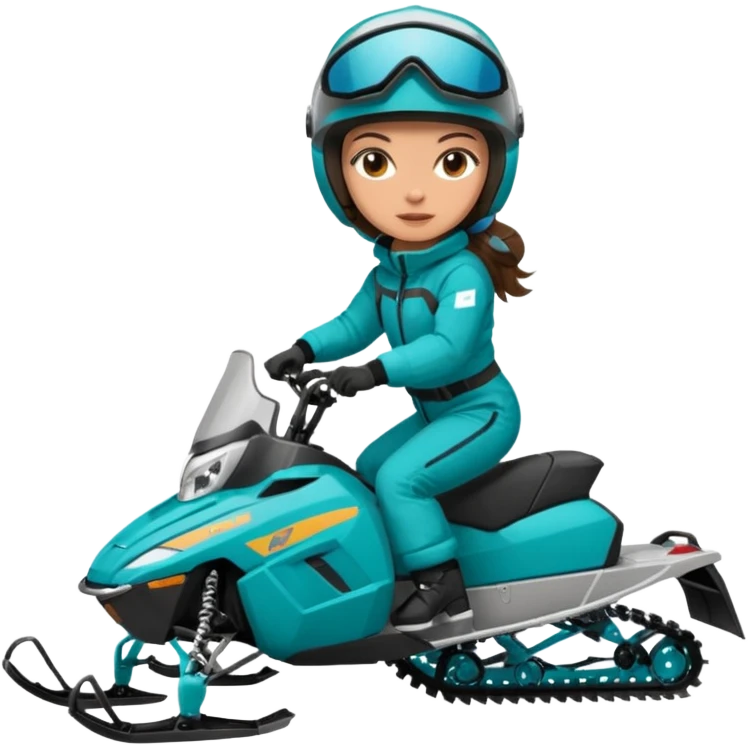 Can you create an emoji of a brunette girl on a teal polaris khaos 850 155 snomobile emoji