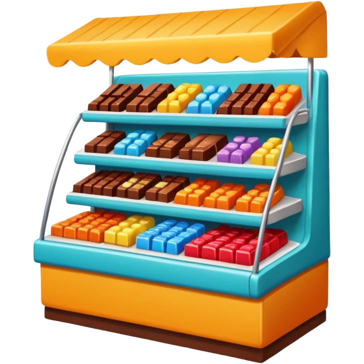 supermarket stand with chocolates and sweets emoji