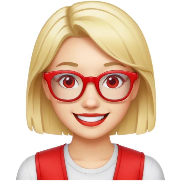smiling blonde virtual youtuber with red framed glasses  emoji