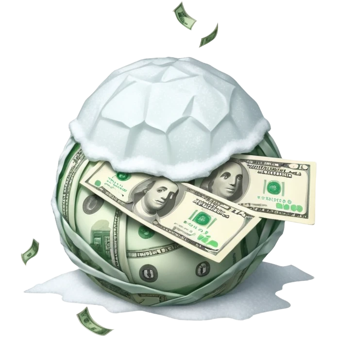 Snow ball with dollar bills  emoji