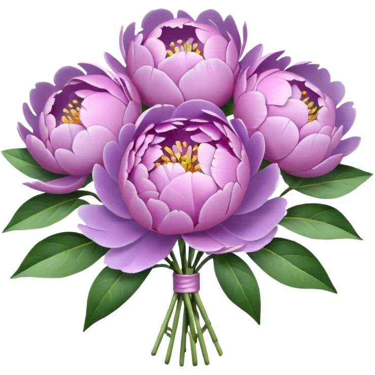 pastel lilac bouquet of peonies with shiny petals emoji