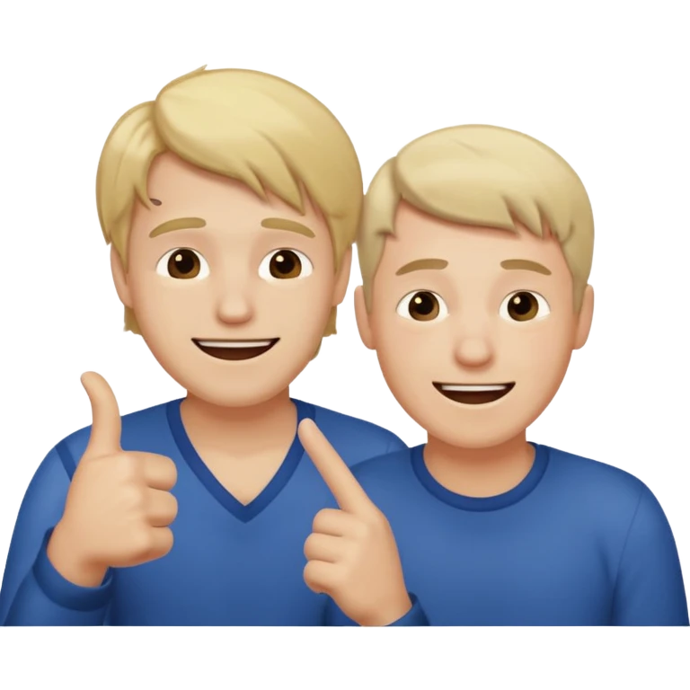 2 homme, l'un est triste et l'autre le pointe du doigt en rigolant emoji