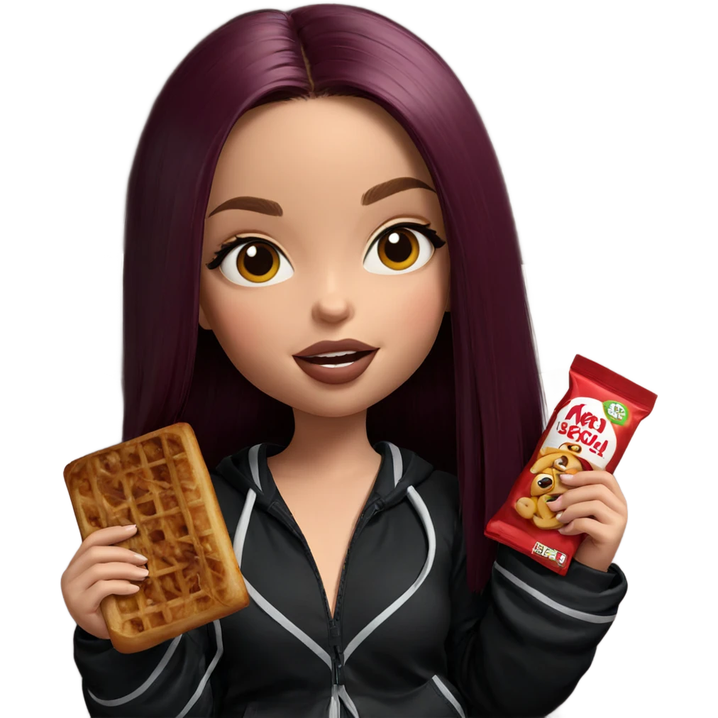 girl in pajamas with food emoji