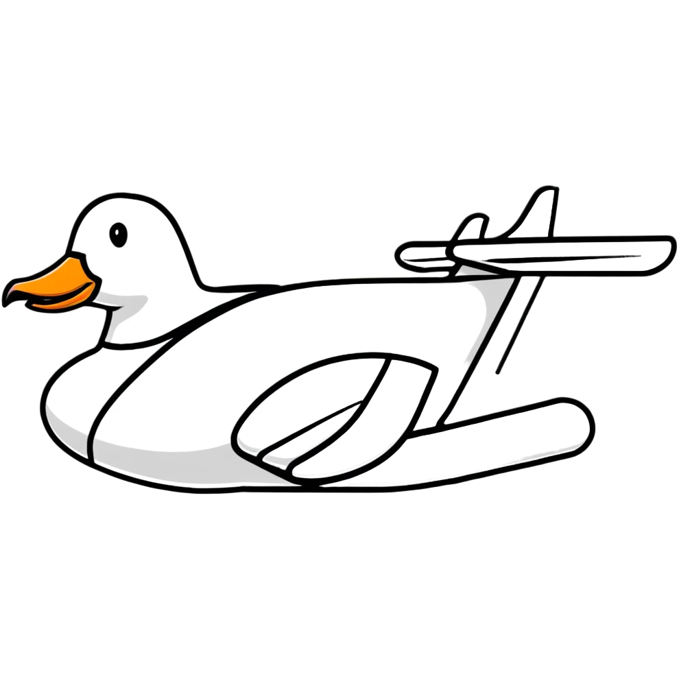 goose shaped like an airplane, airplane with goose features emoji
