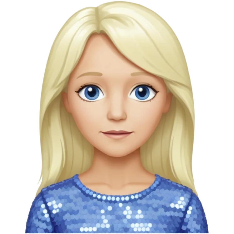  Agnetha Fältskog from ABBA with long platinum blonde hair, periwinkle sequin outfit  emoji
