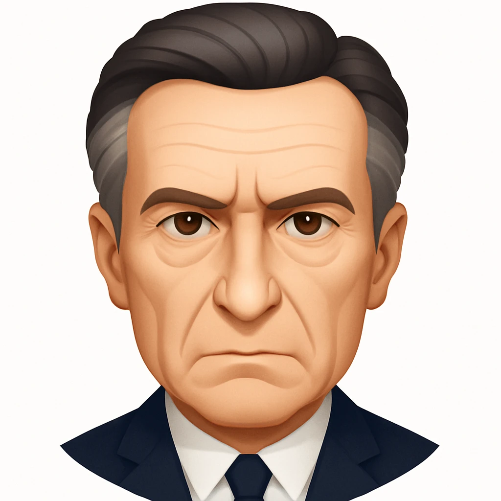 Remove the glasses from the emoji headshot of Maurice Merleau-Ponty, keep the serious expression, emoji style emoji