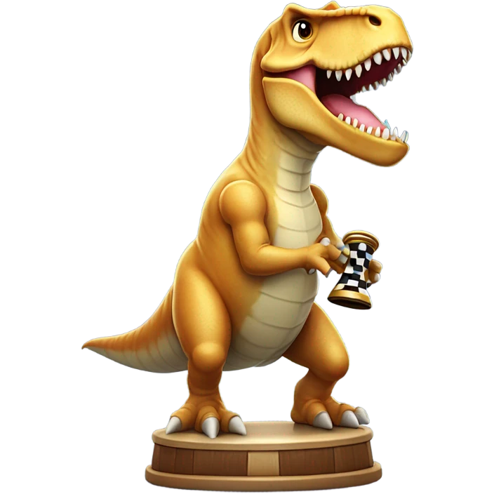 dinosaur holding a chess piece in its paw emoji