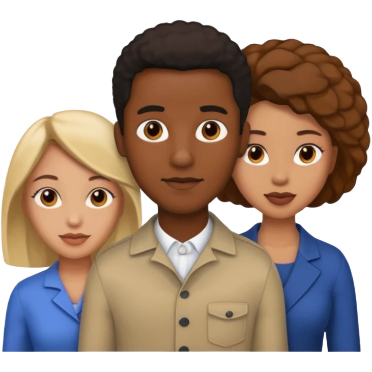 Black man with two women emoji