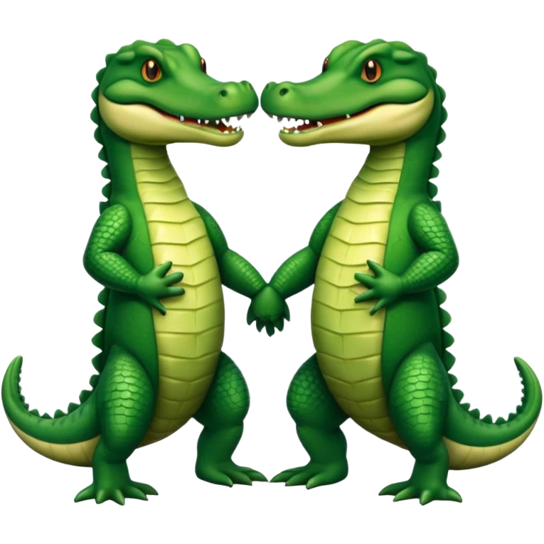 Two alligators holding hands emoji