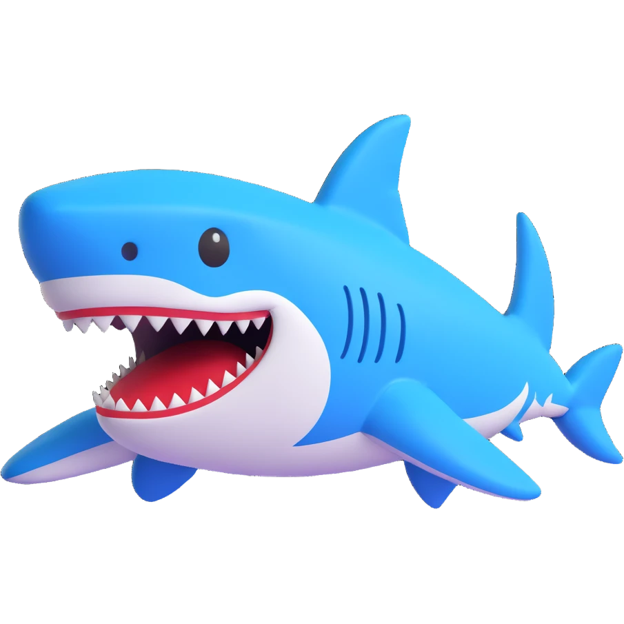 a shark with blue Nike shoes, 3D emoji style emoji