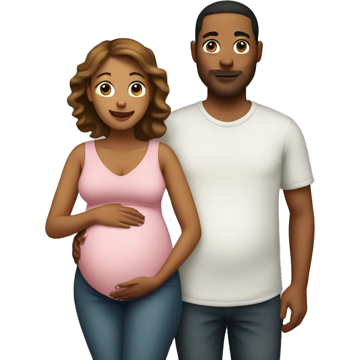 A pregnant woman with her husband  emoji