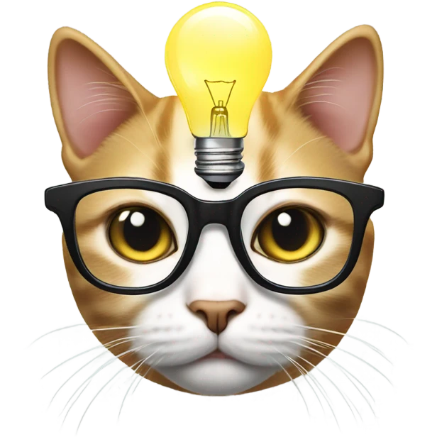 Cat wearing glasses and looking like he is having an idea  emoji