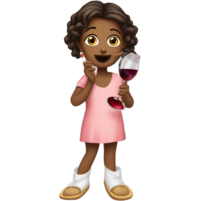 Girl drinking wine with funny looking slippers ￼ emoji