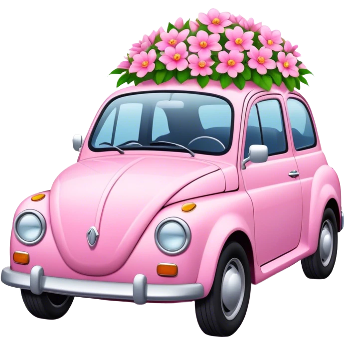 Pink car with flowers  emoji