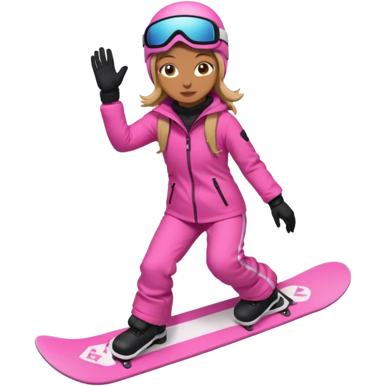 A snowboarder girl in a pink kosume full body emoji