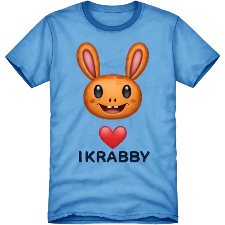Blue shirt with the text I love KRABBY. And the shirt has holes emoji