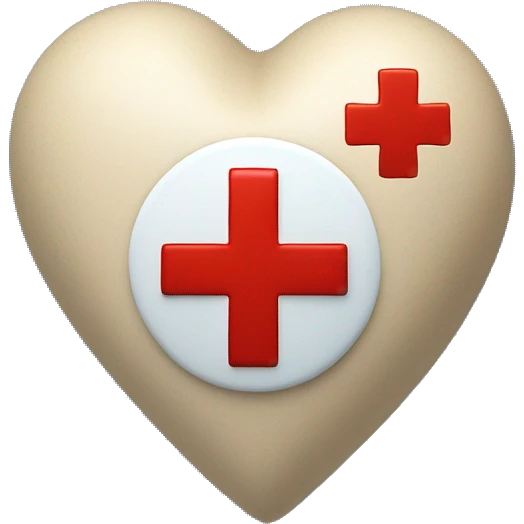 a beige heart with the red cross symbol on top and a blue swirling circle around the red cross symbol on top of the heart emoji