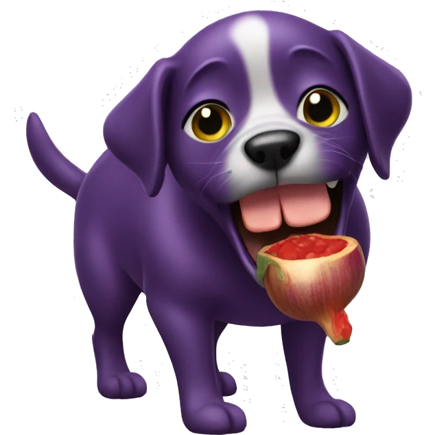 Dog licking a eggplant  emoji